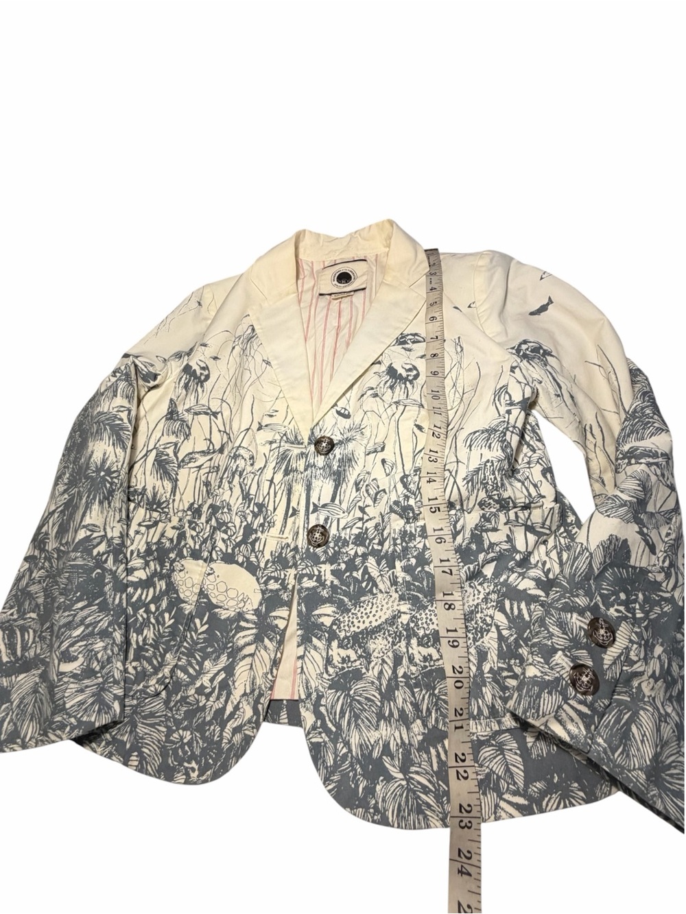 Daughters of the Liberation Sea Nettle Cream Jellyfish Print Blazer Jacket Sz 6 - Picture 9 of 14